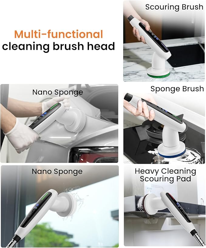 Electric Spin Scrubber Replacement Brush Heads for Cordless Spin Scrubber, 8 Pack Extra Brush Accessories Suitable for TECFUN S1 Pro & L1 Power Scrubber, Cleaning Brush for Tub,Tile,Floor