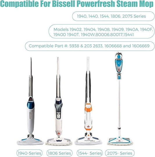 6 Pack Steam Mop Pads Replacement for Bissell Powerfresh Steam Mop 1940 1440 1544 1806 2075 Series, Model 19402 19404 19408 19409 1940a 1940f 1940q 1940t 1940w Washable Cleaning Pad