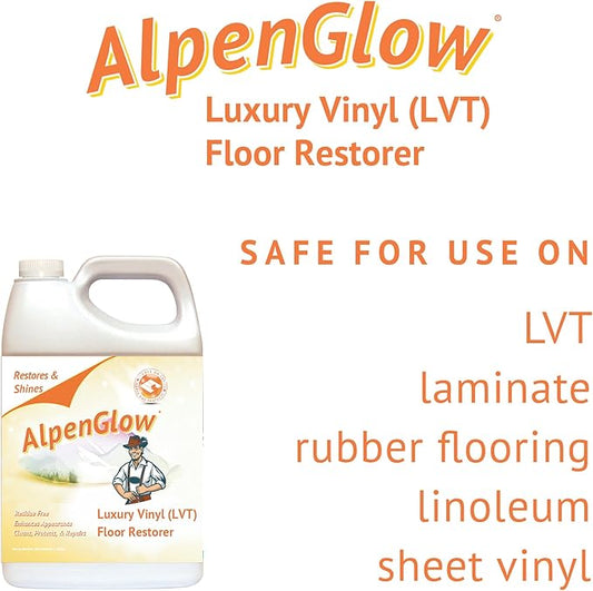 Alpenglow Luxury Vinyl Floor Restorer – High-Gloss Polish & Scratch Repair, Streak-Free Shine, Easy to Apply (Case of 4, Gallon)