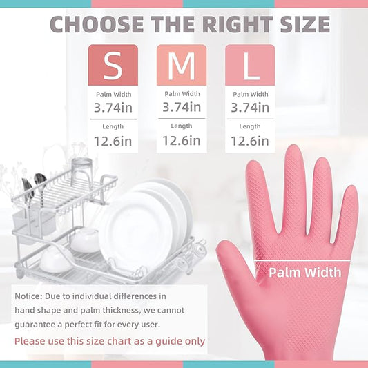 Rubber Cleaning Gloves for Dishwashing-5 Pairs Colorful Reusable Household Cleaning Glove for Washing Dishes and Kitchen Cleaning Non-Slip Grip Dish Gloves for Women Men (Medium)