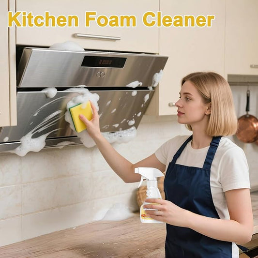 Multipurpose Foam Cleaner - Kitchen Oil Stain Remover | Strong Degreasing Foaming Spray, Heavy Duty Carpet Spot Cleaner for Oven Cabinets Appliances Bathroom Microwave Household Use