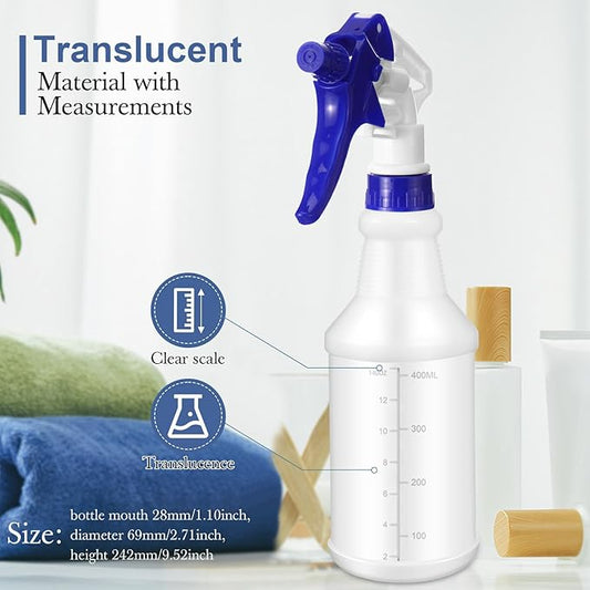 10 Pack Spray Bottles 16 Oz Empty Water Spray Bottles for Cleaning Heavy Duty Refillable Squirt container with Measurements Adjustable Nozzle for Household Commercial Industrial(Blue)