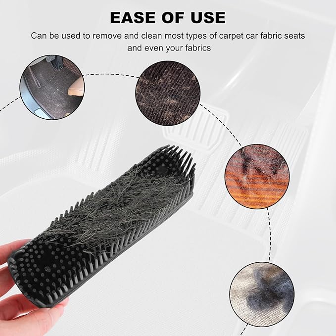 Car Carpet Lint & Hair Removal Brush, Electrostatic Bristles Mini Pet Hair Remover with Ergonomic Handle, Reusable Fur Remover Brush Car Interior Cleaning Tool for Truck SUV RV (Red)
