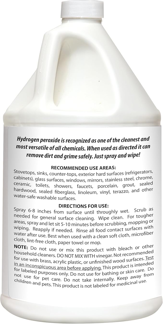 HARRIS 3% Food Grade Hydrogen Peroxide, 128oz, for Kitchen, Bath, Laundry, & Home Cleaning w/Easy Fill Funnel Included