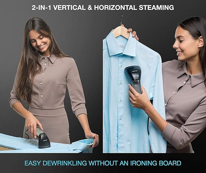 Polardo Travel Garment Steamer - Compact Portable Handheld Clothes Steamer with 360° Anti-Spill Technology, Professional Wrinkle Remover for Travel & Home