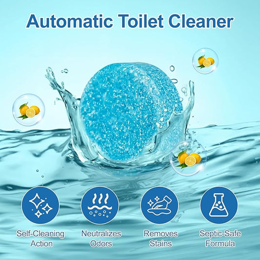 Automatic Toilet Bowl Cleaner Tablets,DeepAction Descale & Deodorize, Septic-Safe, Continuous Cleaning, Fresh Scent, Drop-In Tank Cleaner, 50 Pack (Blue)
