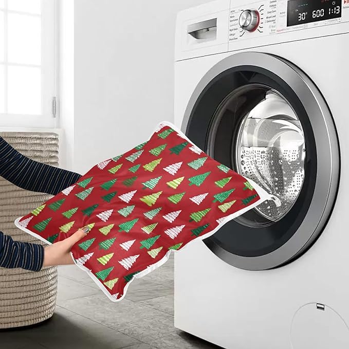 Mesh Laundry Bags Lingerie Bags for Washing Delicates 2 PCS Durable Wash Bag with Zipper Small and Medium Washable Christmas Trees White Green