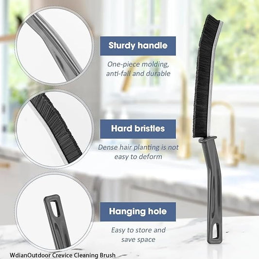 Crevice Cleaning Brush, Heavy-Duty Bristle Brushes for Compact Space Cleaning, Slim Gap Scrubbing Tool, Perfect for Kitchen Surfaces, Window Tracks, Bathroom Tiles & Faucets (BK 3 Pcs)