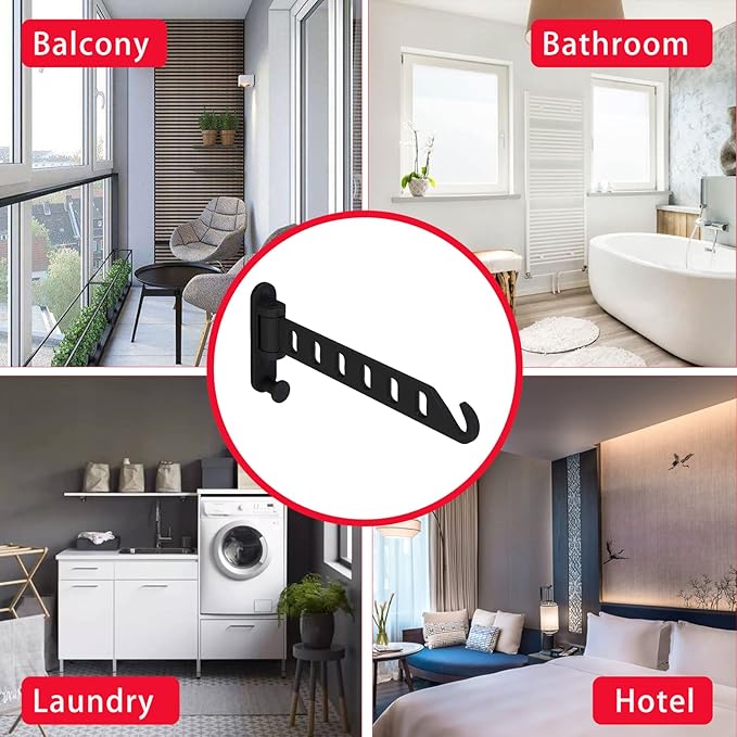 JOOM Laundry Drying Rack Wall Mounted Clothes Drying Rack Clothes Hanger Coat Hanger Garment Hooks Metal Clothes Hooks Black