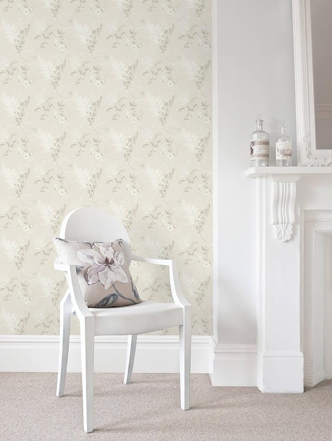 Heroad 17.3inx32.8ft Beige Wallpaper Floral Peel and Stick Wallpaper Delicate Flower Contact Paper for Cabinets Drawers Waterproof Removable Wall Paper Self Adhesive Stick on Walls Decor Vinyl Roll