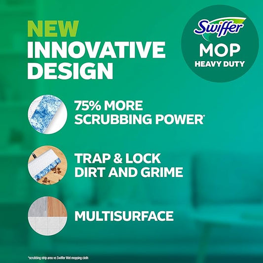Swiffer Heavy Duty Mop Wet Multi-Surface Cloth Refills for Floor Mopping and Cleaning, Outdoor Window Fresh Scent, 20 count