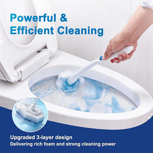 60pcs Toilet Cleaner Refill Pads for Clorox Wand, Upgrade 3-Layer Toilet Scrubber Refills, Won't Fall Apart, Powerful Foam, Safe On Porcelain, Bathroom Cleaning Essentials
