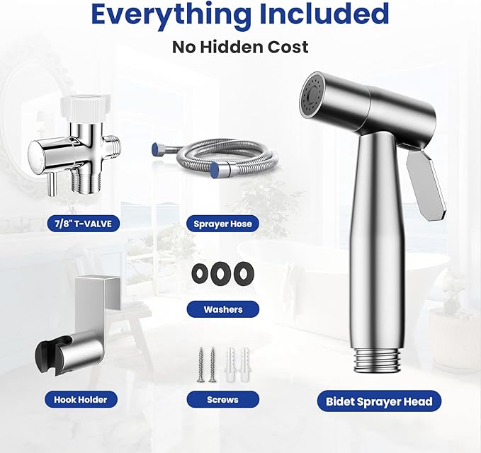 Handheld Bidet Sprayer for Toilet, Jet Sprayer for Toilet Muslim Shower, Adjustable Cloth Diaper Sprayer Bidets Attachment for Toilet, Toilet Bidet Sprayer with Bidet Hose for Feminine Wash