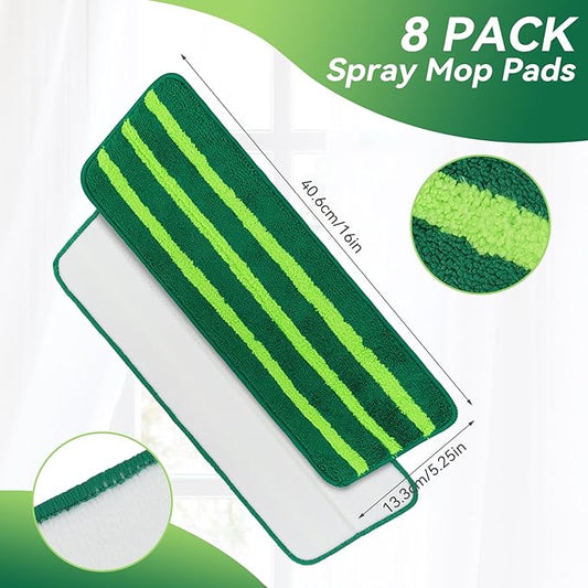 Mop Head Replacement for Libman Freedom Spray Mop - Washable Reusable Wet & Dry Cleaning - Microfiber Spray Mop Pads Refill for Multi-Surface Floor -8 Pack (Green)