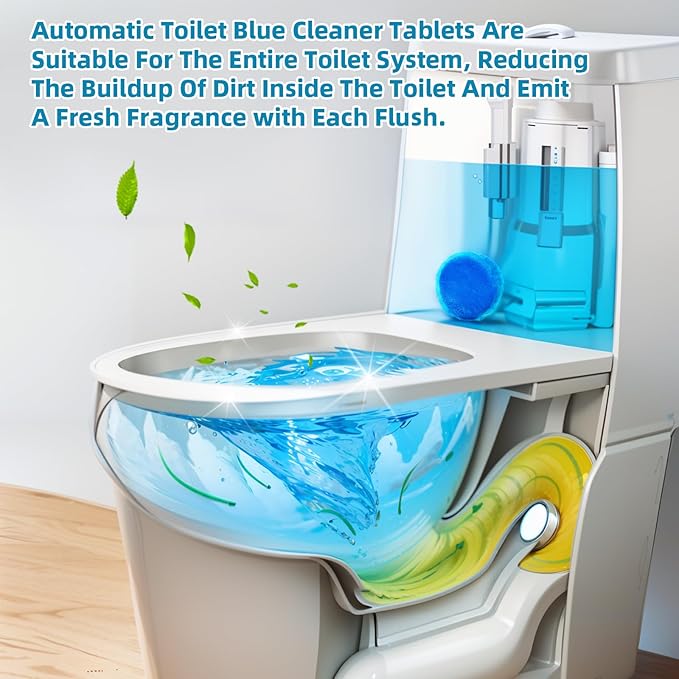G · PEH Toilet Blue Cleaner Tablets: 108 Pack Automatic Toilet Bowl Cleaner Tablets, Multipurpose Bathroom Cleaners Drop in Tank for Bathroom Freshening Smell & Effective Cleaning