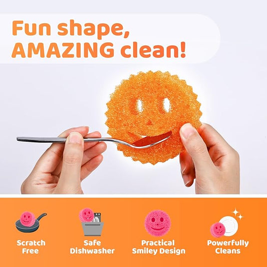 8 Colorful Smile Scrub Sponges, Temperature Controlled Sponges Kitchen, Bulk Dish Sponge for Cleaning, Multi Functional Cleaning Sponge for Kitchen, Bathroom, Floor