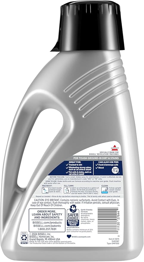 Bissell Revolution Upright Deep Cleaner Carpet & Upholstery Formula, 48 oz, 3975