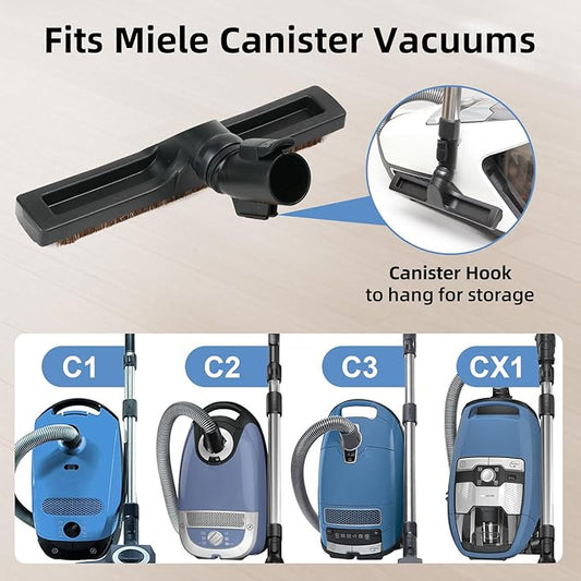 Horsehair Floor Brush Set, Compatible With Miele C1 C2 C3 CX1 Vacuum Cleaners, Soft Bristles Floorhead Vacuum Attachments for Hard Floor Cleaning (Hardwood Brush)
