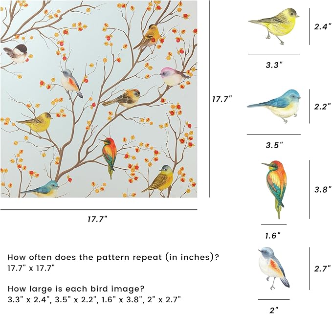DKTIE Privacy Window Film Decorative with Installation Tools, Frosted Bird Glass Film Static Cling Opaque Window Stickers for Door Glass Bathroom Kids Study Room (S3533, 35.4in X 78.7in)