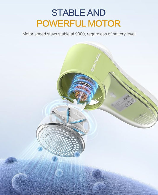 BEAUTURAL Fabric Shaver, Rechargeable Lint Remover for Clothes, Electric Lint Shaver with 6-Leaf Blades, Sweater Shavers to Fuzz, Lint Balls, Pillings, Bobbles for Clothes and Furniture