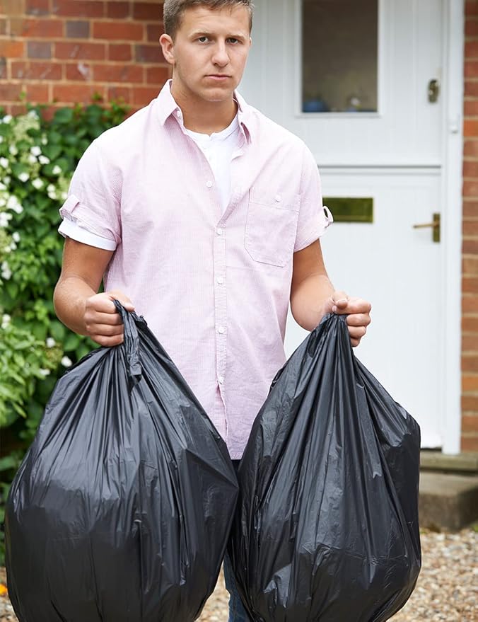 WAIKAS Trash Bag 30 Gallon, 10 Count, Big Garbage Bags, No Flaps/Ties,Thickness, 78x88cm,33.5g/pc, Unscented, Black