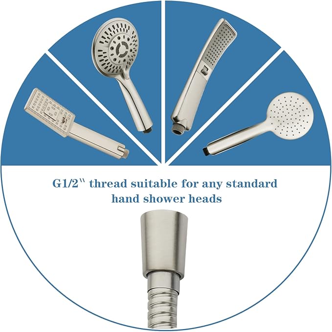 BRIGHT SHOWERS Shower Hose For Hand Held Shower Heads, 69 Inches Cord Extra Long Stainless Steel Hand Shower Hose, Ultra-Flexible Replacement Part with Brass Insert, Brushed Nickel