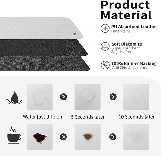 HotLive Coffee Mat - Absorbent Hide Stain Rubber Backed Dish Drying Mat for Kitchen Counter - Bar Mats for Countertops Accessories Fit Under Coffee Maker Espresso Machine