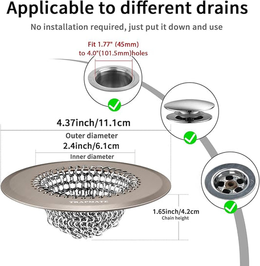 Shower Drain Hair Catcher, Fast Drainage & Easy Clean Bathtub Drain Cover for Regular & Pop-up Drain (Brown)