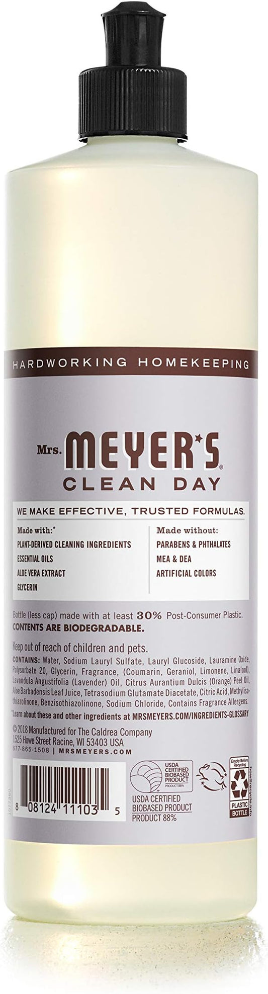 Mrs. MEYER'S CLEAN DAY Liquid Dish Soap, Lavender, 16 fl. oz -, 3 Count (Pack of 2)