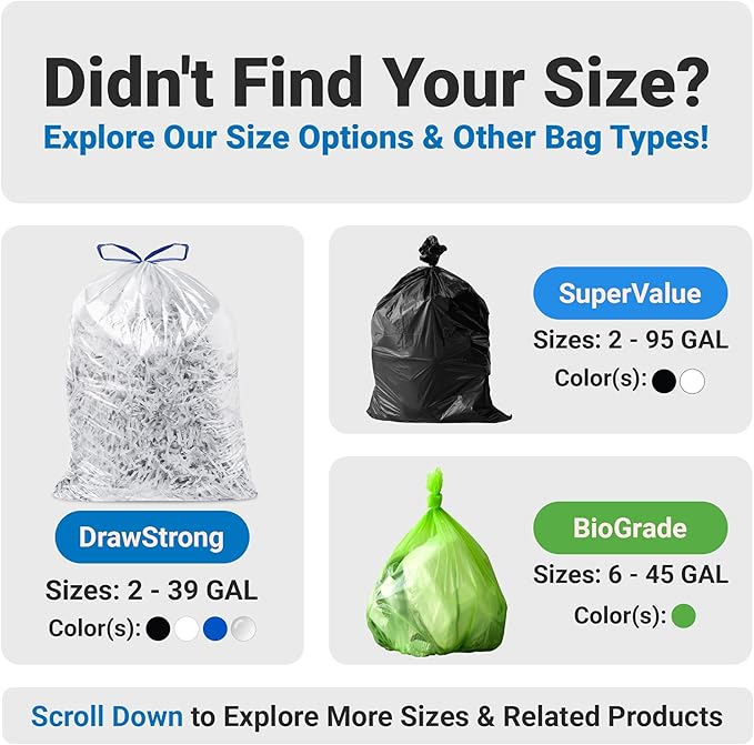 Reli. 13 Gallon Trash Bags Drawstring (100 Count) | Tall Kitchen Garbage Bags, Unscented | Ideal for Kitchen, Home | Clear Recycling Can Liners w/Drawstring