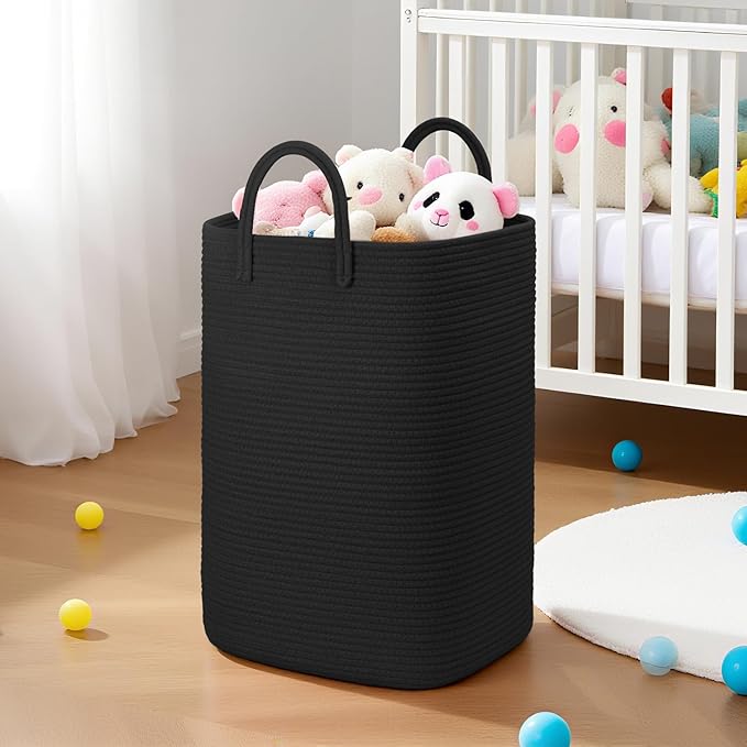 Laundry Basket,Woven Cotton Rope Laundry Hamper,80L Versatile Storage for Dirty Clothes,Baby Toys,and Blankets in Bathroom, Nursery,and Living Room