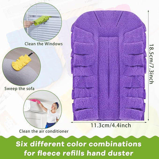 Zubebe 50 Pcs Duster Refill Reusable Fleece Duster Refills Feather Flat Dusters Multi Surface Washable Cleaning Pads Tools for Home, Blinds, Car, Pet, Furniture, Fans (Dark Color)