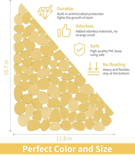 Bligli Pebble Sink Mat for Stainless Steel/Ceramic Sinks, 2 Pack PVC Sink Protectors Mats for Bottom of Kitchen Sink, Dish Drying Mat for Dishes and Glassware, 15.7 x 11.8 inch, Clear Yellow