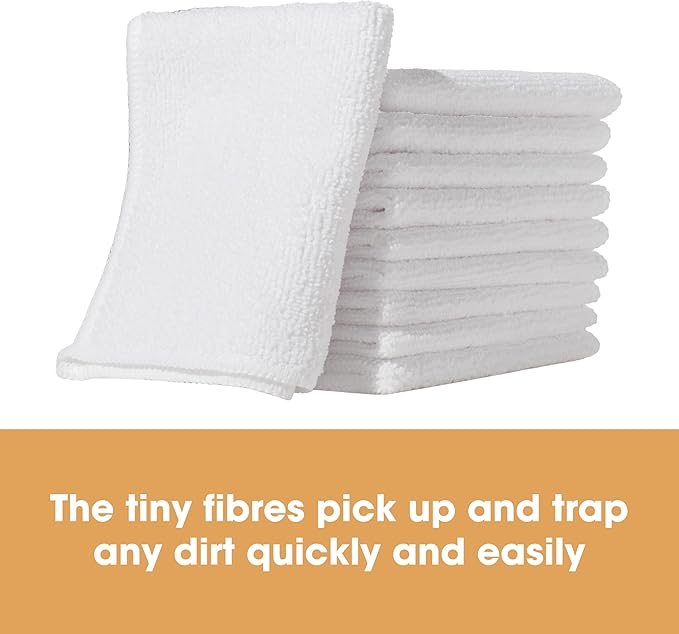 Furniture Clinic Pack of 4 Microfiber Cloths – Lint Free - White Cleaning Cloths - Reusable and Washable