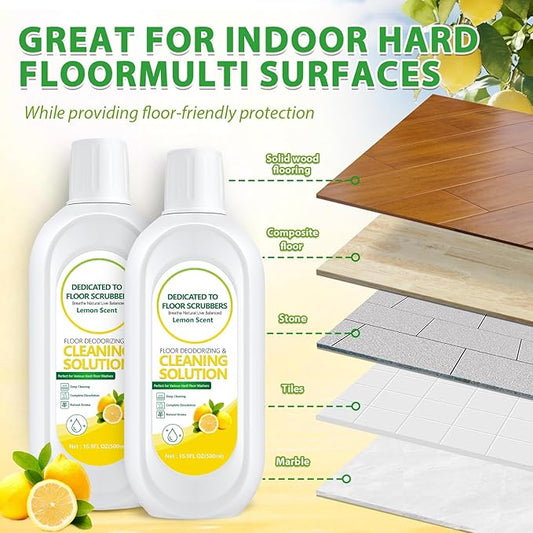 Floor Cleaning Solution Compatible with Tineco – Lemon Floor Cleaner – Long-Lasting, Zesty Scent – For All Cordless Wet/Dry Vacuum Mop Cleaner & Robot Vacuums with Mopping (2 Bottle)