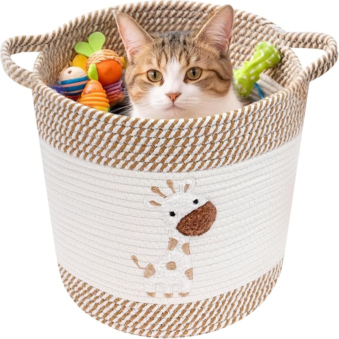 Laundry Baskets Hamper with Handles,Decorative Cotton Rope Bin for Living Room,Woven Storage Basket for Pillows, Blankets,Clothes Organizer (Style B)