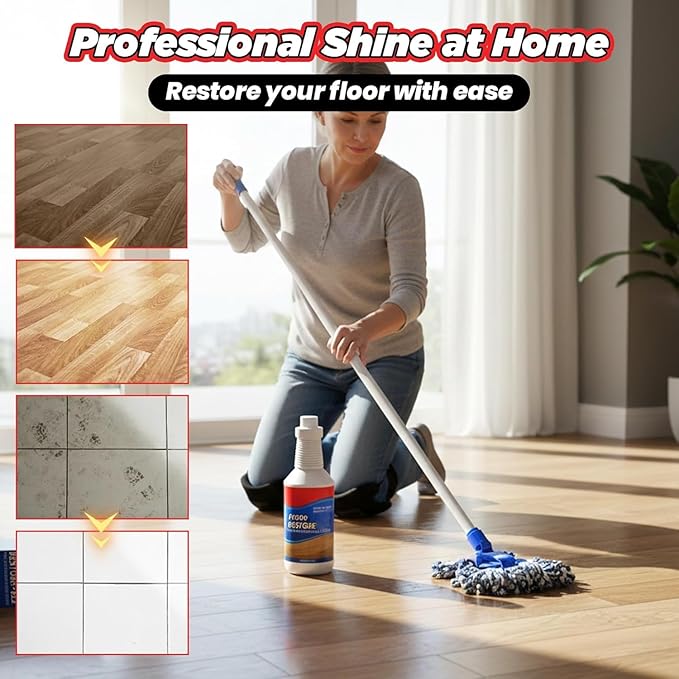 2PCS Floor Restore Cleaner, High Solid Content Floor Polish for Shine Renewal & Protective Layer, Helps Conceal Small Scratches, Quick-Drying Protective Finish
