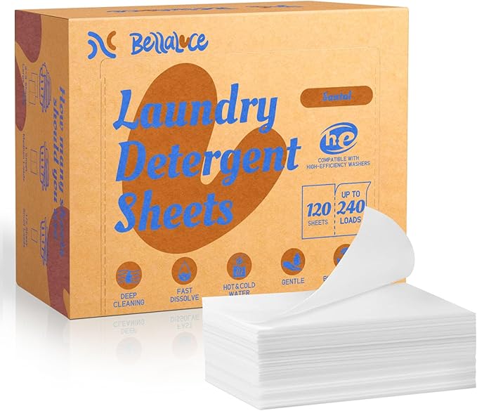 Laundry Detergent Sheets - 240 Loads Boys Santal Laundry Sheets for Dorm,College,Home,Hotel,Apartment,Camping,Cruise,Road Trip,Beach Vacation,Backpack,Small Space, Family School Travel Essentials