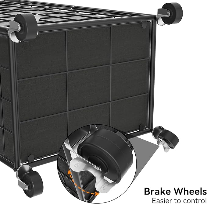 WOWLIVE Laundry Hamper with Wheels,Metal Wire Frame Rolling Laundry Basket with Removable bag,100L Dirty Clothes Hamper Organizer Dorm Room Storage for Bedroom,Bathroom,Black