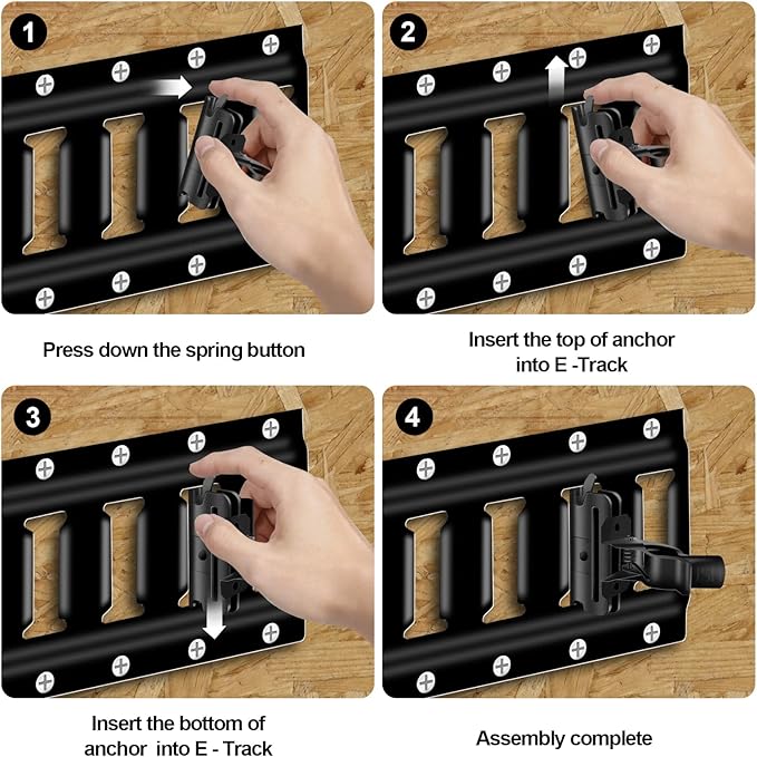 6 Pack E-Track Tool Holders |E Track Accessories for Enclosed Trailer to Keep Rakes,Shovels, Broom|e Track Tool Holder Hanger for Trailer Accessories| Tool Stabilizer for Etrack Accessories