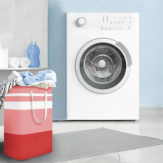 2-Pack Foldable Laundry Basket,Large Laundry Baskets with Handles,Waterproof Laundry Hamper,Collapsible Laundry Hampers for Clothes Organizer 80L (Red)