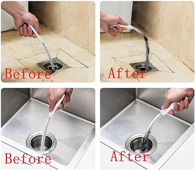 LeosHi Pipe Dredging Brush Bathroom Hair Sewer Sink Cleaning Brush Drain Cleaner Flexible Cleaner Clog Plug Hole Remover Tool (Size : 1PC White)