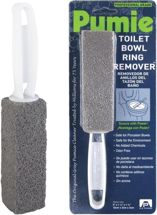 PUMIE Toilet Bowl Ring Remover, TBR-6, Pumice Stone with Handle, Removes Unsightly Toilet Rings and Stains from Toilets; Sinks; Tubs; Showers, Safe for Porcelain, Pack of 3