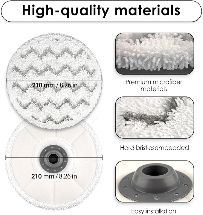 (12 Pack) 3897A Replacement Mop Pads Compatible with Bissell SpinWave SmartSteam Scrubbing Steam Mop 3897A 3712C 3712W, Spinning Scrubbing Mop Pads, Heavy Duty Scrubby Mopping Pad, Wave Pattern Pads