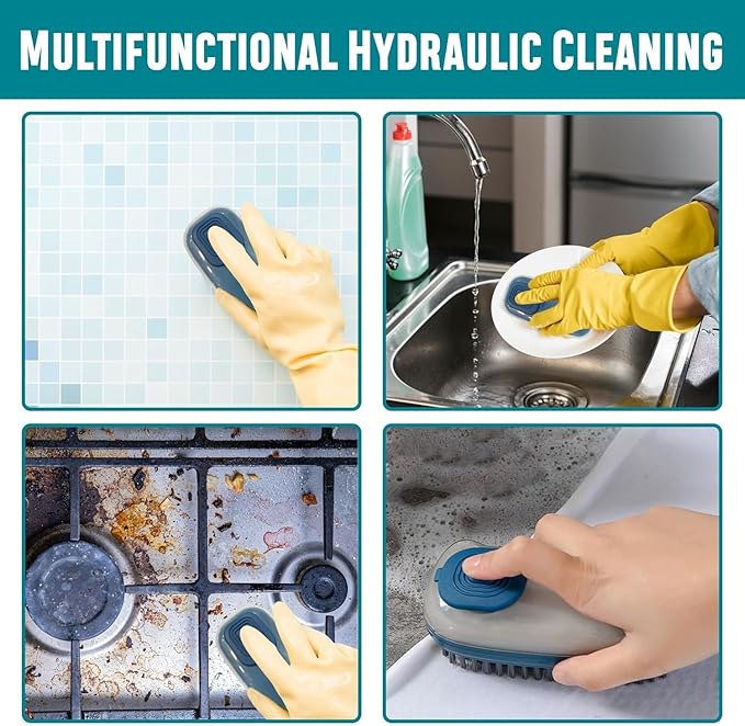 Cleaning Brush with Soap Dispenser for Kitchen, Sink, Dish Washer with Stand|Multi-Functional Cloth Brush for Washing Clothes Kitchen Dish Cleaning with Liquid Dispenser (DishBrush+ClothBrush)