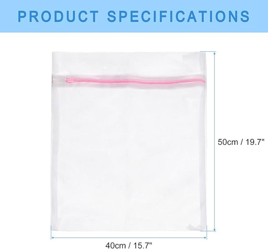 uxcell Mesh Laundry Bags, 5Pcs 15.7"x19.7" Mesh Wash Bag Fine Net Travel Storage Organize Bag with Zipper for Delicate Clothing Laundry Stocking, Pink