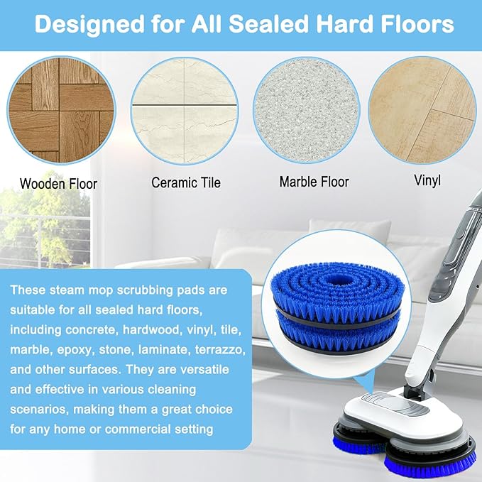 2 Pack S8201 Upgraded Replacement Steam Mop Brush Heads for Shark S8201 S8001 S7001 S7201 S7000 S7005 S7020 Steam Mop & Scrub All-in-One Scrubbing, Dirt Grip Scrub Washable Replacement Brush, Blue