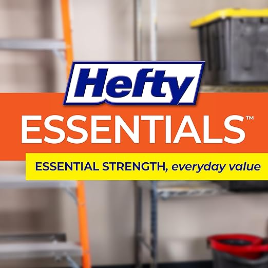 Hefty Essentials Drawstring 30 Gallon Trash Bags, 56 Count, Bulk Black Garbage Bags for Garages, Parties, Large Trash Items, and More, Scent Free, Black
