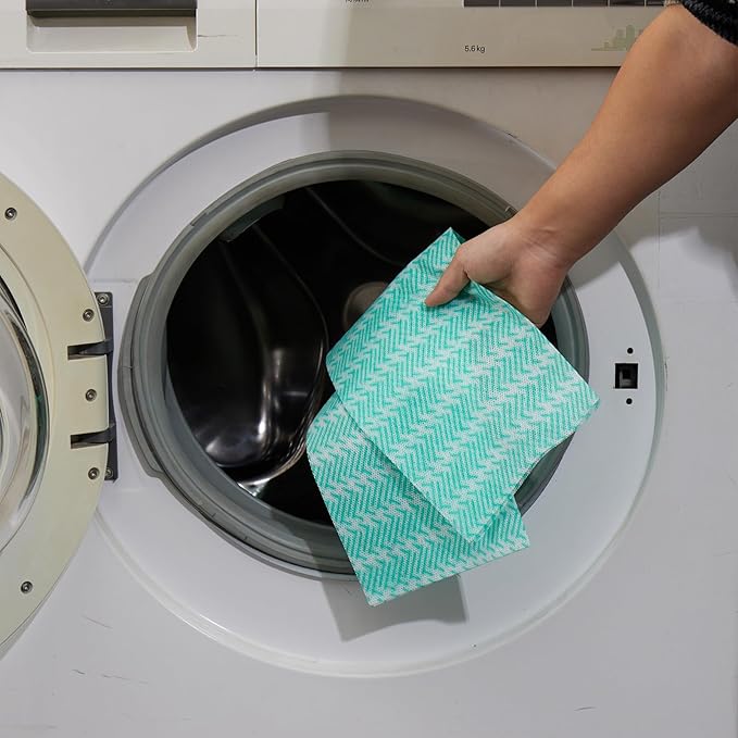 SUZZYVINE Handi Wipes Reusable Cloths Disposable Cleaning Towels Dry Kitchen Wipes Reusable Dish Towel Washcloths Dry Fast Multi-Purpose Heavy Duty Towels, Thick and Absorbnet 100 Count/Pack, Green