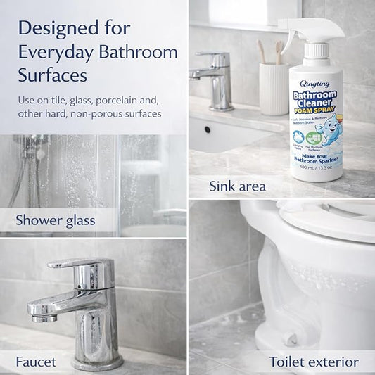 Bathroom Cleaner Foam Spray, Citric Acid Formula for Hard Water Stains & Toilet, Bathroom Surface Cleaner for Tile, Glass & Porcelain, 400 mL / 13.5 Fl Oz (1)